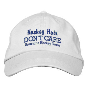 Funny "Hockey Hair Don't Care" custom team name Embroidered Hat