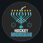Funny Hockey Hanukkah Menorah Jewish Festival Classic Round Sticker<br><div class="desc">Funny Hockey Hanukkah Menorah Jewish Festival</div>