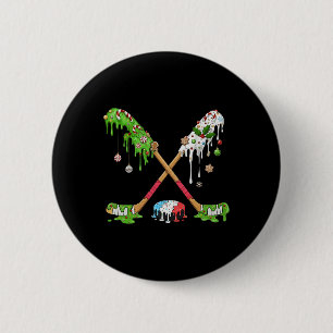Funny Hockey Holiday Candy Cane Gingerbread Gift I 6 Cm Round Badge