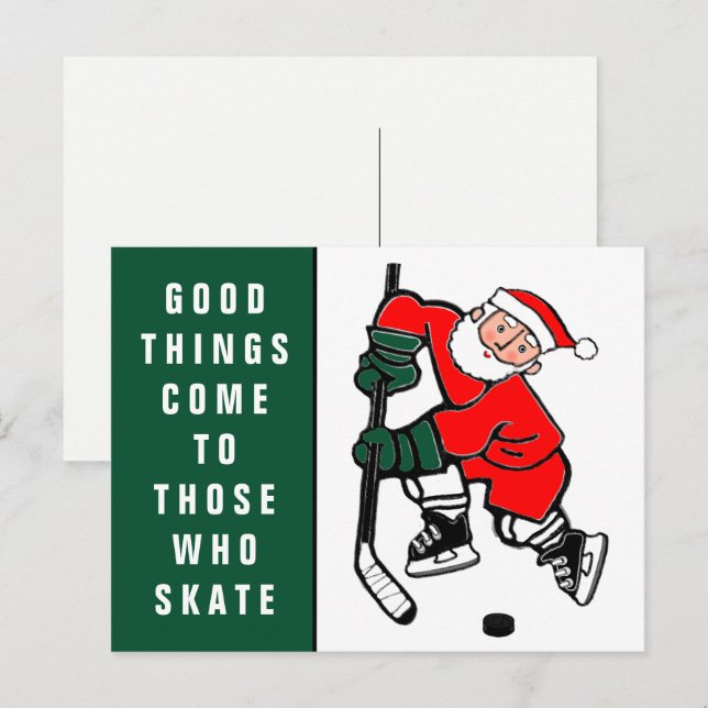 Funny Hockey Holiday Christmas Postcard (Front/Back)