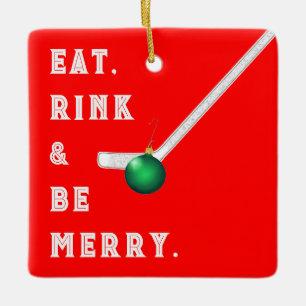 Funny Hockey Holiday Gift Ceramic Ornament
