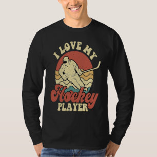Funny Hockey I Love My Hockey Player Retro Vintage T-Shirt