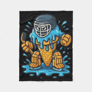 Funny Hockey Ice-cream Cone Cartoon Sports Humor Fleece Blanket