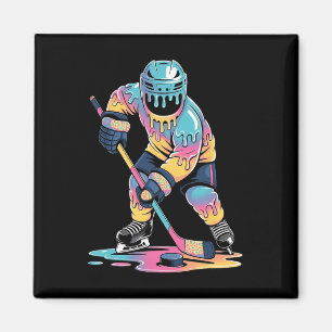Funny Hockey Ice Cream Drip Boys Youth Hockey Play Magnet
