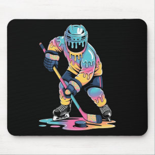 Funny Hockey Ice Cream Drip Boys Youth Hockey Play Mouse Mat