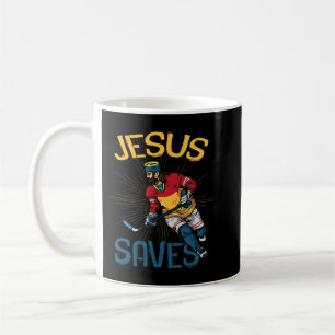 Funny Hockey Jesus Save Hockey Goalie Christian Ch Coffee Mug
