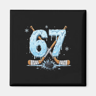 Funny Hockey Lovers Drip 6-7 Number Six Seven Puck Magnet