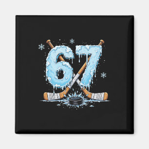 Funny Hockey Lovers Drip 6-7 Number Six Seven Puck Magnet