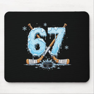 Funny Hockey Lovers Drip 6-7 Number Six Seven Puck Mouse Mat