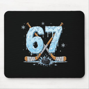 Funny Hockey Lovers Drip 6-7 Number Six Seven Puck Mouse Mat