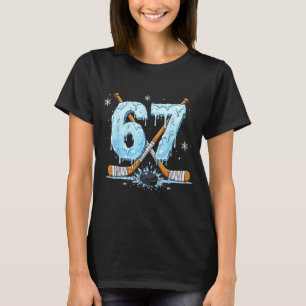 Funny Hockey Lovers Drip 6-7 Number Six Seven Puck T-Shirt
