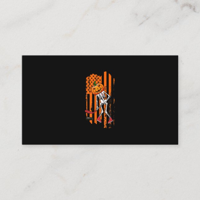 Funny Hockey Player Fan Gift Skeleton Halloween Business Card (Front)