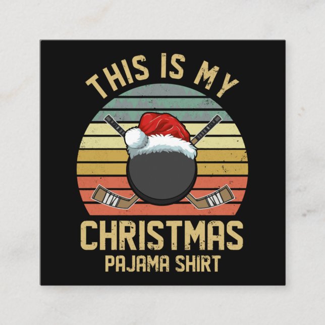 Funny Hockey Player Merry Christmas Quarantine Square Business Card (Front)