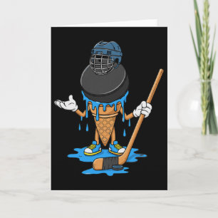 Funny Hockey Puck Ice Cream Cone Drip Graphic  Card