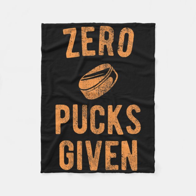 Funny Hockey Pun Zero Pucks Given  Fleece Blanket (Front)