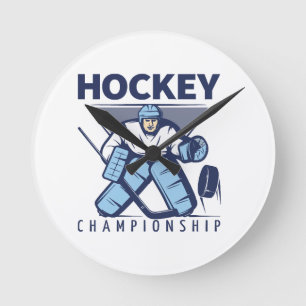 Funny hockey round clock