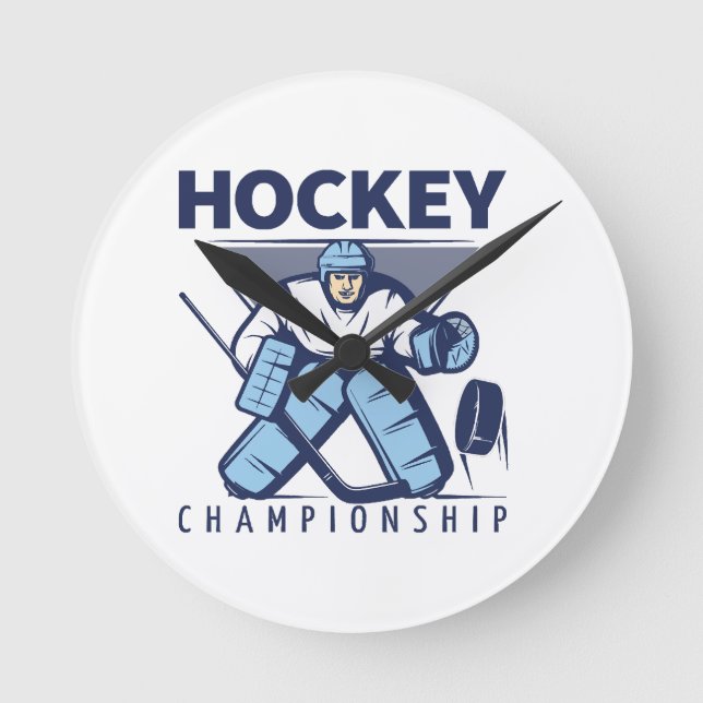 Funny hockey round clock (Front)