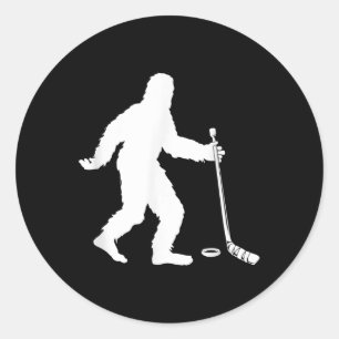Funny Hockey Sasquatch Gift Bigfoot Field Ice Hock Classic Round Sticker