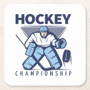 Funny hockey square paper coaster