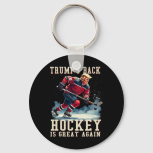 Funny Hockey Trump Player Cool Vintage Ice Hockey Key Ring