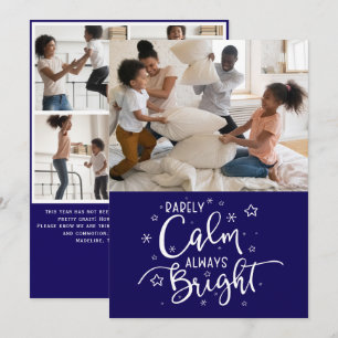 Funny Holiday 5 Photo Rarely Calm Blue Christmas Card