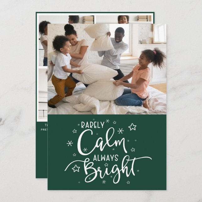Funny Holiday 5 Photo Rarely Calm Green Christmas (Front/Back)