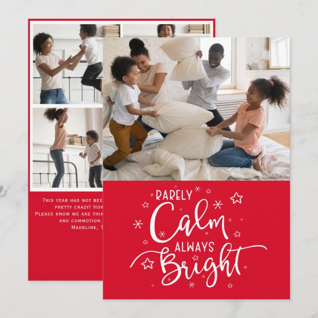 Funny Holiday 5 Photo Rarely Calm Red Christmas (Front/Back)