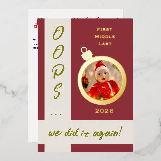 Funny Holiday Baby Announcement with Foil Accents