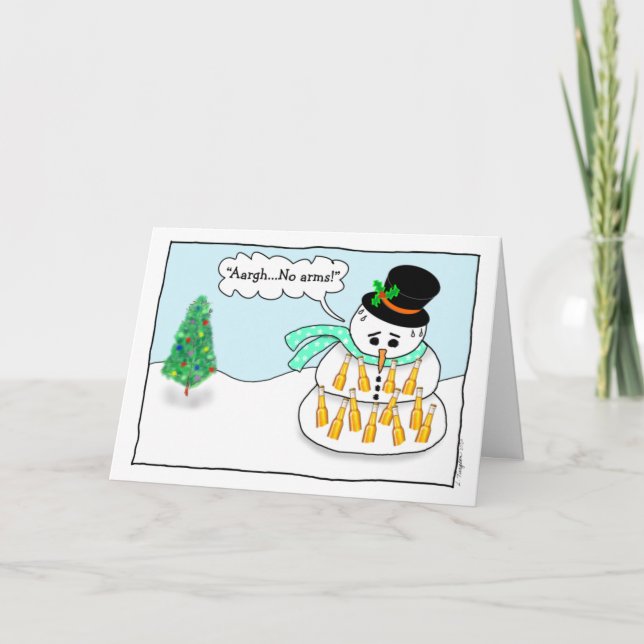 Funny Holiday: Beer Snowman Card (Front)