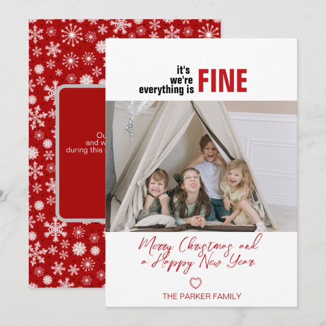 Funny Holiday Cards Everything is Fine Photo (Front/Back)