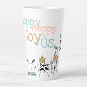 Funny Holiday Cartoon Animals Happy Happy Latte Mug