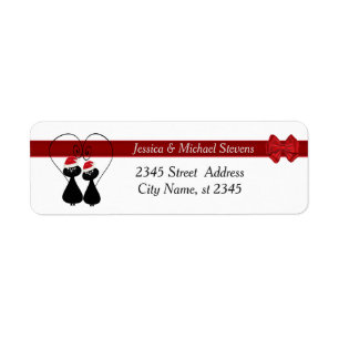 Funny holiday cartoon Santa cat love couple