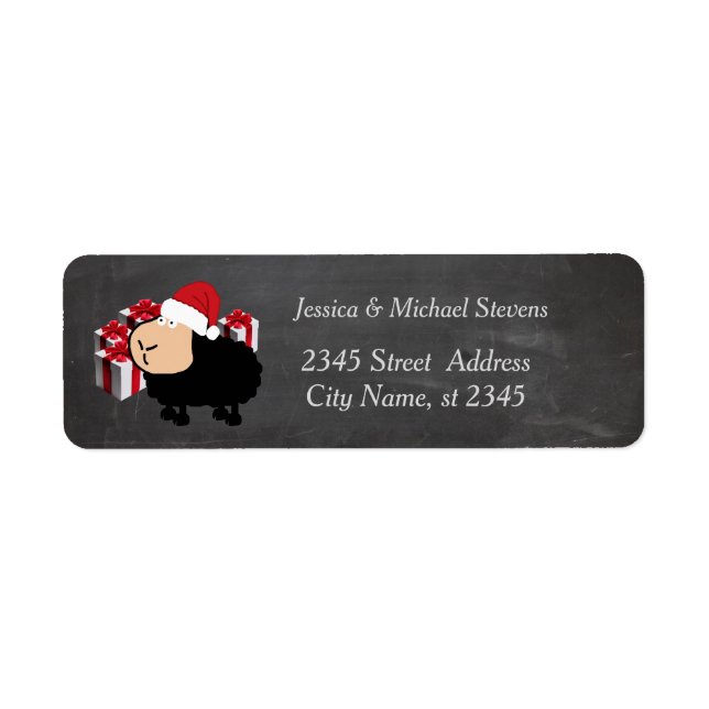 Funny holiday cartoon Santa sheep chalkboard (Front)