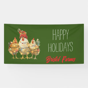 Funny Holiday Chickens Customisable Banner