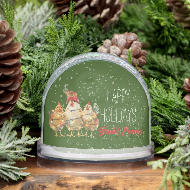 Funny Holiday Chickens Customisable Snowglobe (Winter)