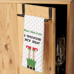 Funny Holiday Christmas Party Elf Tea Towel
