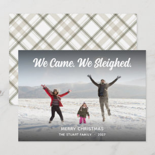 Funny Holiday Cute Christmas Photo Sleighed It Card