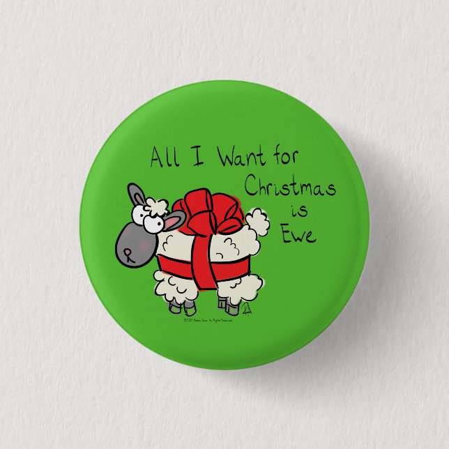 Funny Holiday Cute Sheep Christmas Cartoon 3 Cm Round Badge (Front)