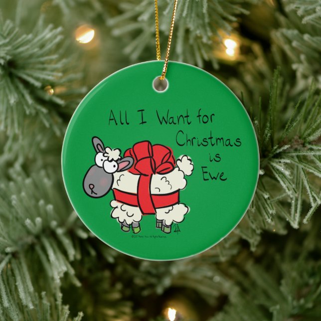 Funny Holiday Cute Sheep Christmas Cartoon Ceramic Tree Decoration (Tree)