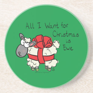 Funny Holiday Cute Sheep Christmas Cartoon Coaster