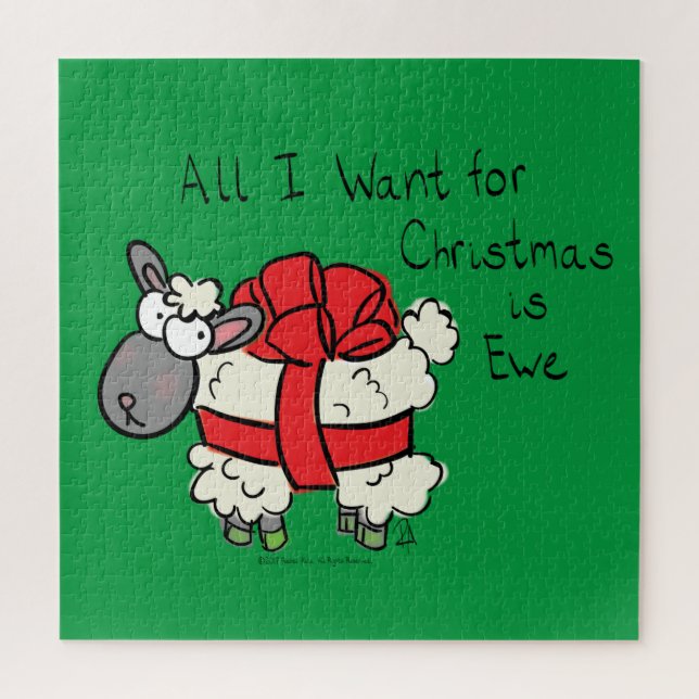 Funny Holiday Cute Sheep Christmas Cartoon Jigsaw Puzzle (Vertical)