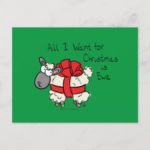 Funny Holiday Cute Sheep Christmas Cartoon Postcard