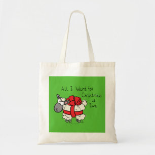 Funny Holiday Cute Sheep Christmas Cartoon Tote Bag