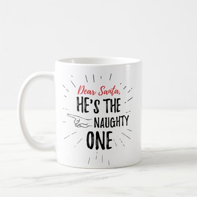 Funny Holiday Dear Santa Christmas Typography Cute Coffee Mug (Left)