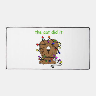 Funny Holiday Dog Christmas Xmas Humour Blame Cat Desk Mat