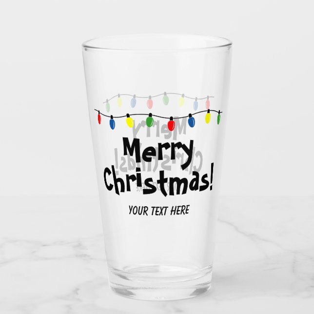 Funny Holiday drink glass with Christmas lights (Front)