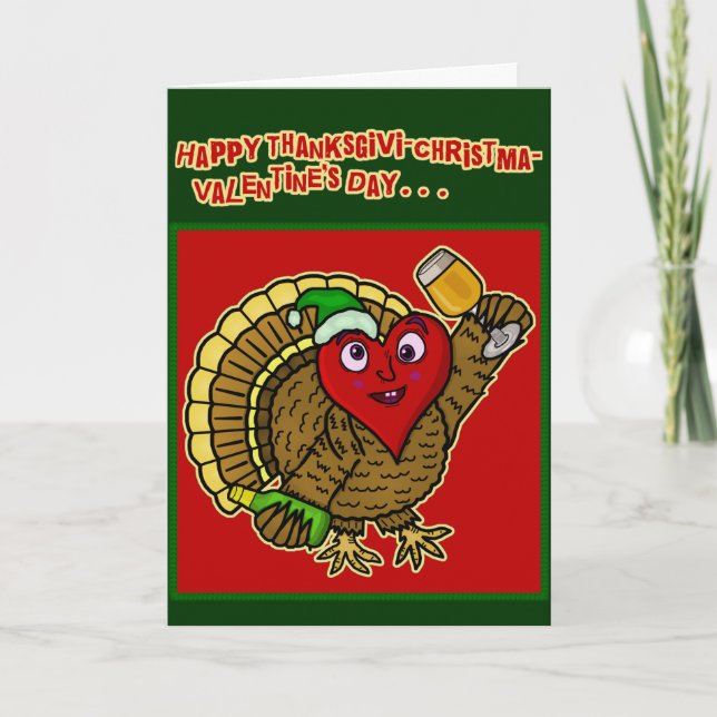 Funny Holiday Drunk Turkey Heart (Front)