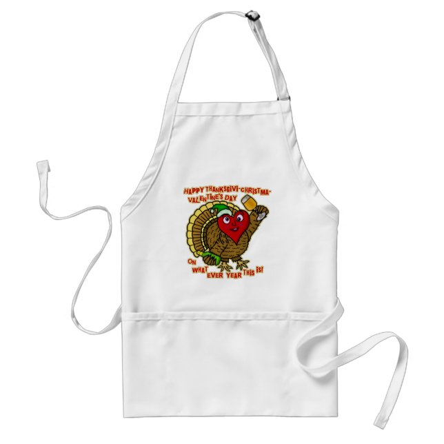Funny Holiday Drunk Turkey Heart Standard Apron (Front)