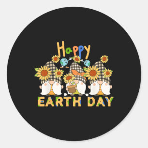 Funny Holiday Earth Day Happy Gnomes Earth Day Flo Classic Round Sticker