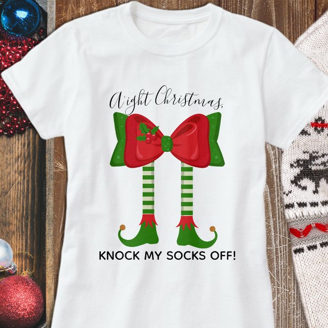 Funny Holiday Elf Bow Knows Christmas Tri-Blend Shirt (Creator Uploaded)